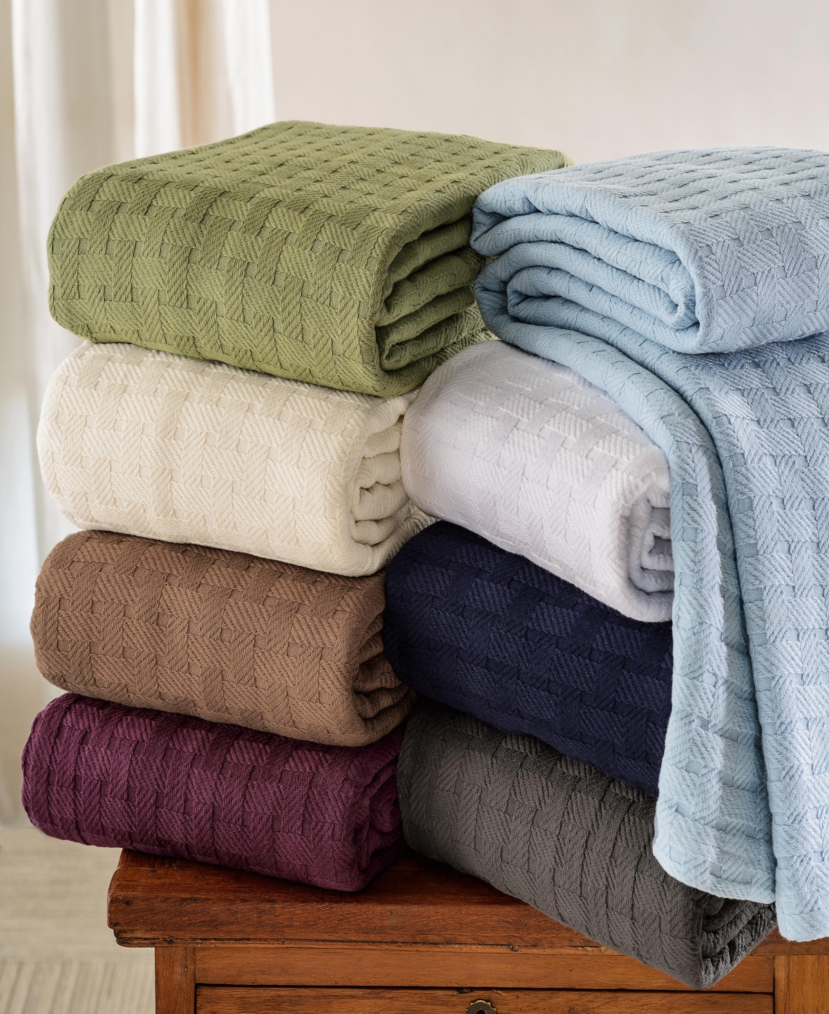 Superior Basket Weave All Season Cotton Blanket,