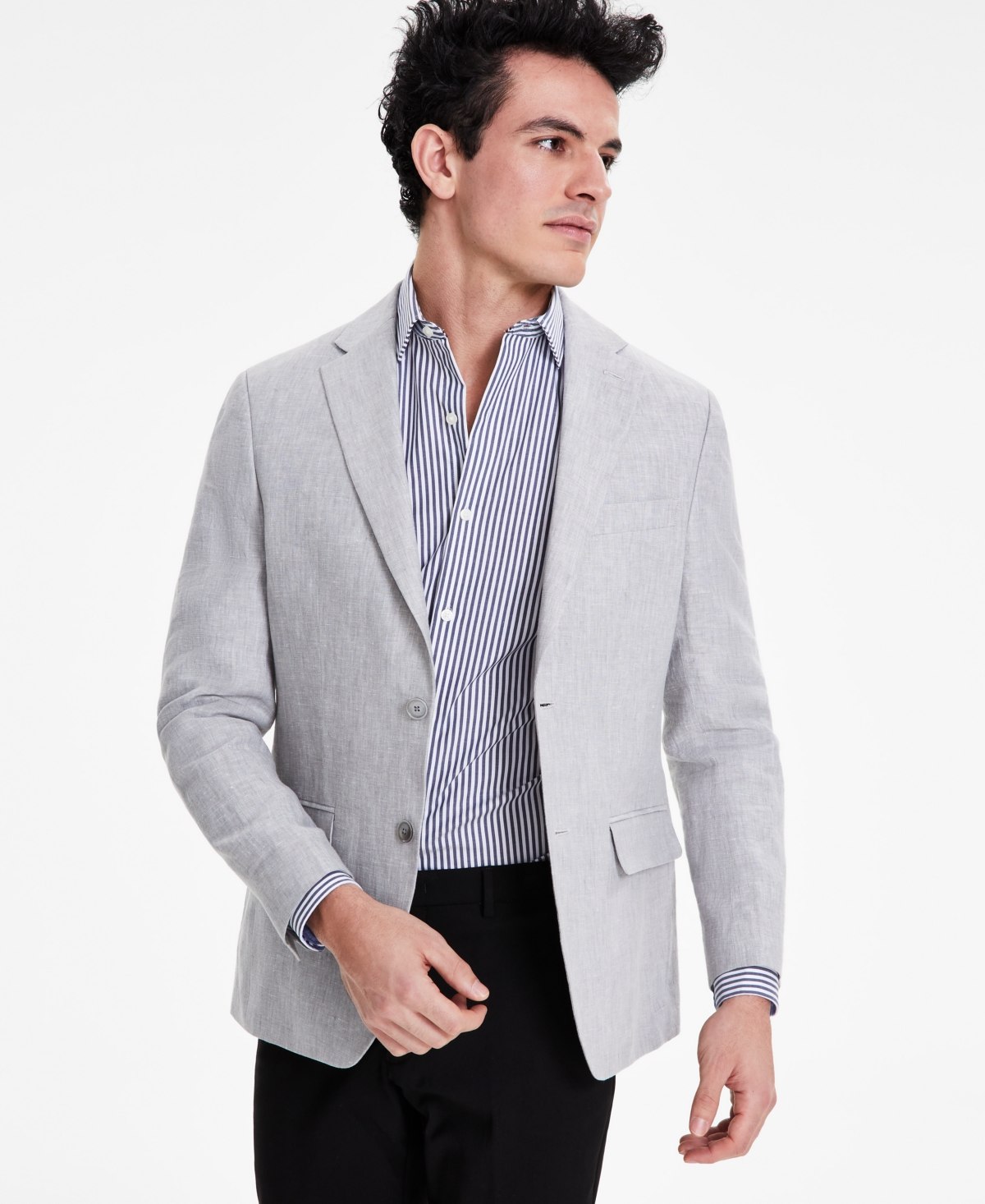 Shop Tommy Hilfiger Men's Modern-fit Linen Sport Coat In Light Grey