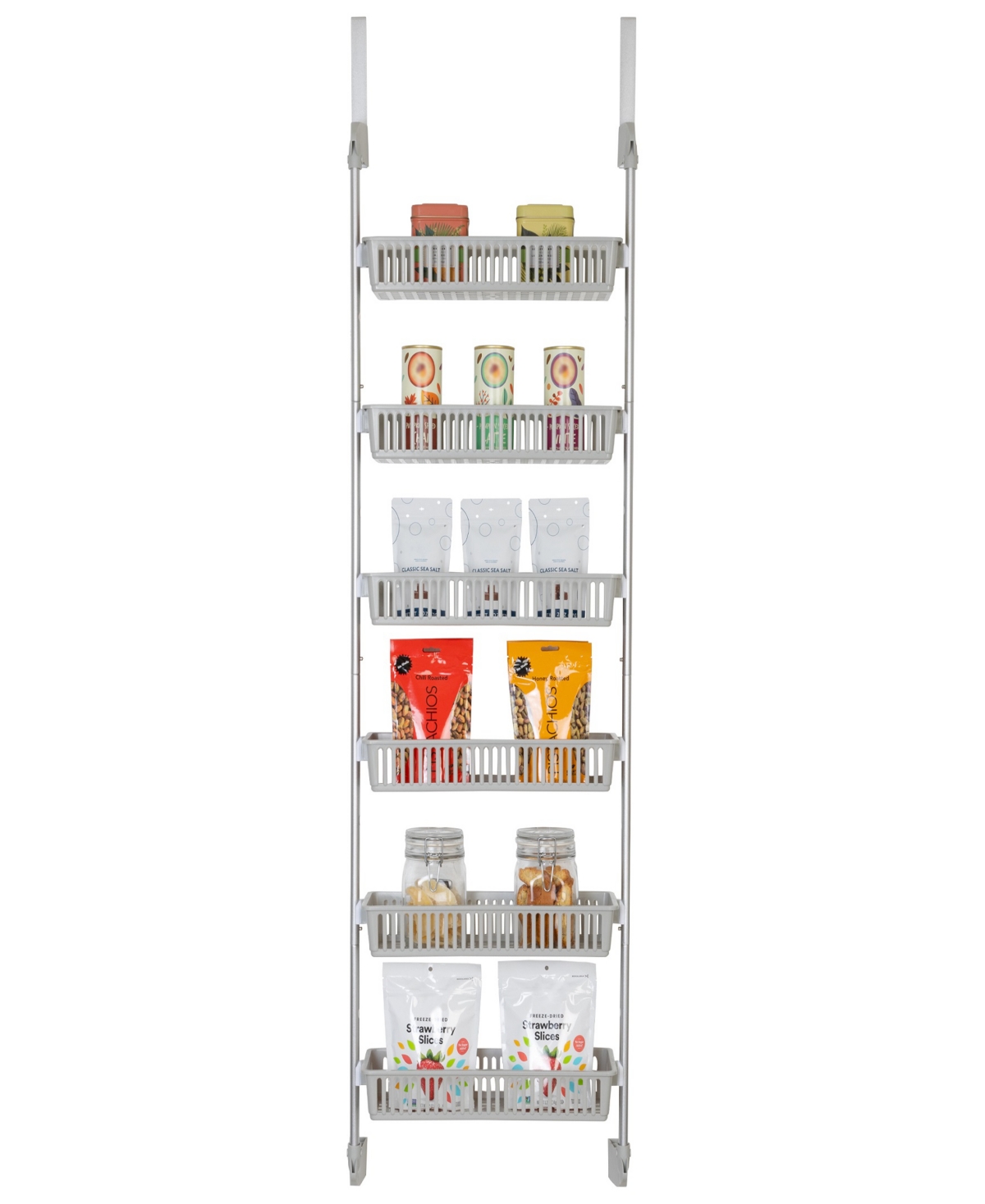 Shop Smart Design 6-tier Over-the-door Hanging Pantry Organizer With Full Baskets In Cool Gray