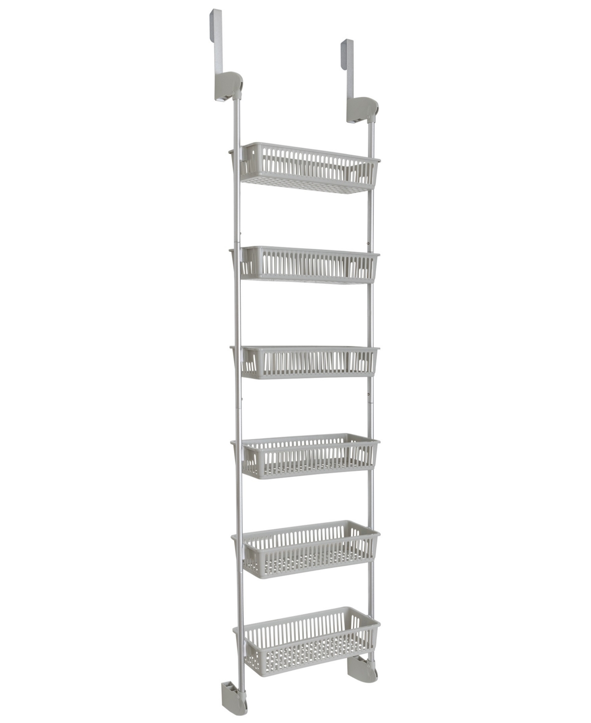 6-Tier Over-the-Door Hanging Pantry Organizer with Full Baskets - Cool Gray
