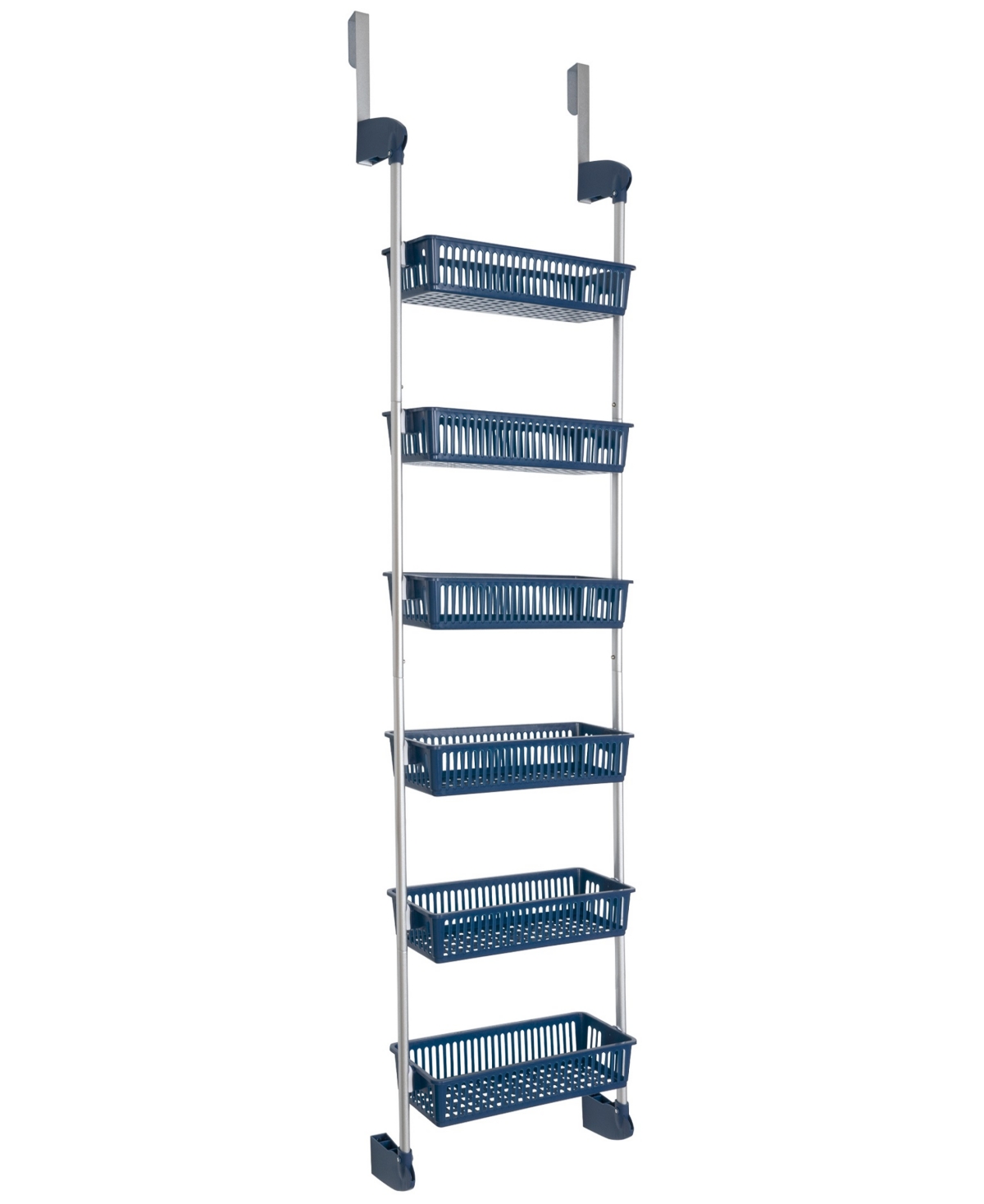 6-Tier Over-the-Door Hanging Pantry Organizer with Full Baskets - Blue