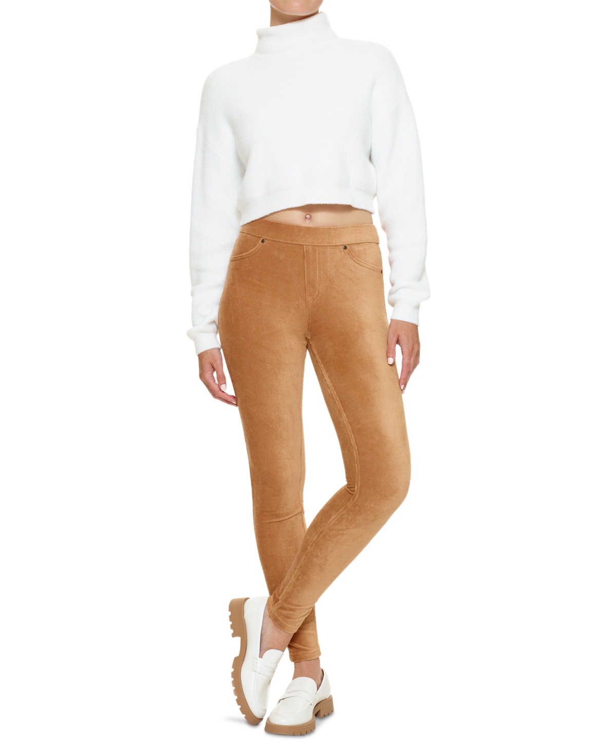 Hue Classic Stretch Corduroy Leggings In Orange