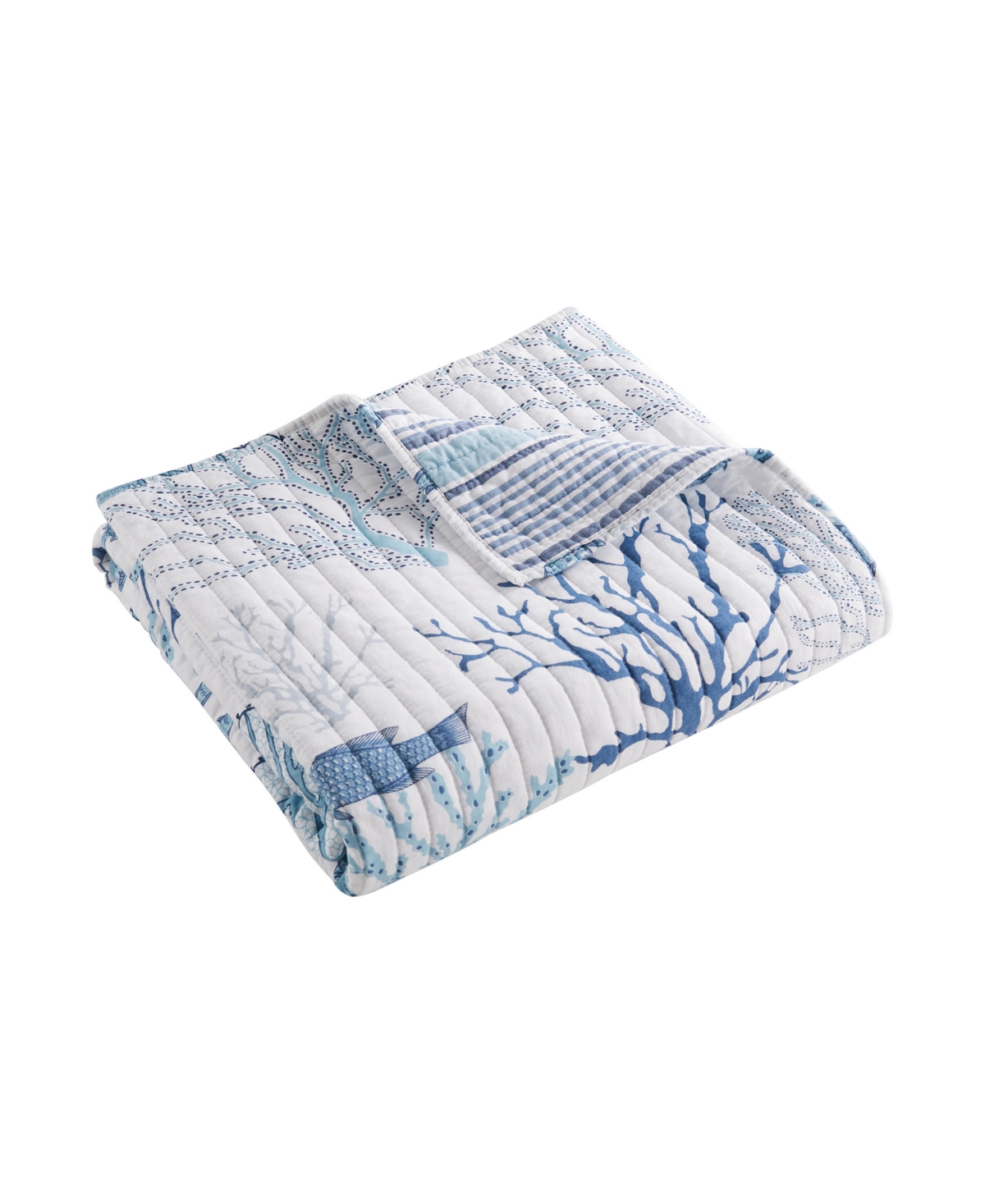 Shop Levtex Lacey Sea Reversible Quilted Throw, 50" X 60" In Blue