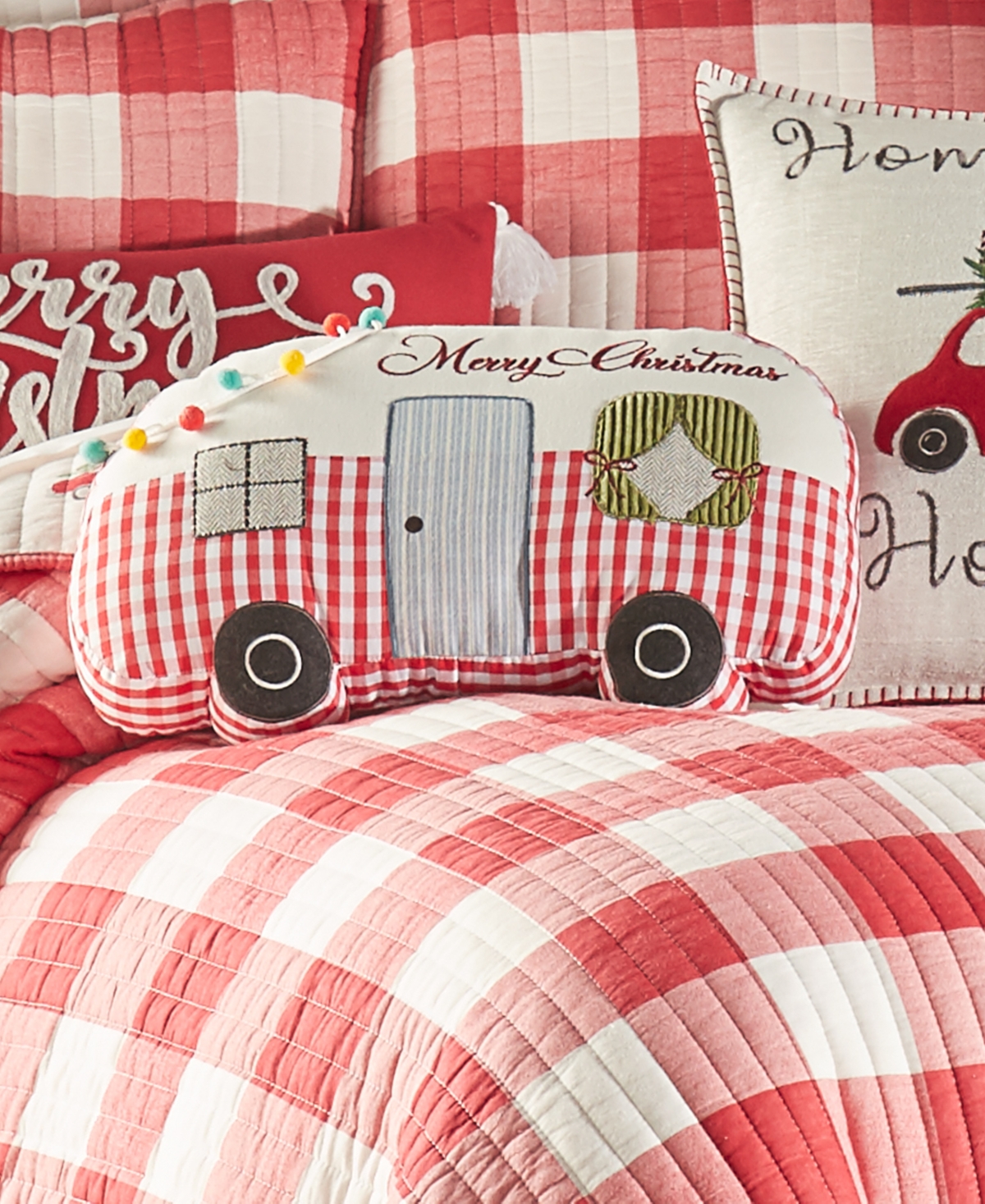 Levtex Christmas Road Trip Gingham Pillow, 11