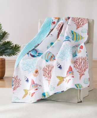 Barrier Reef Embroidered Quilted Throw, 50" x 60"