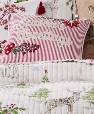 Sleigh Bells Embroidered Decorative Pillow, 14" x 18"