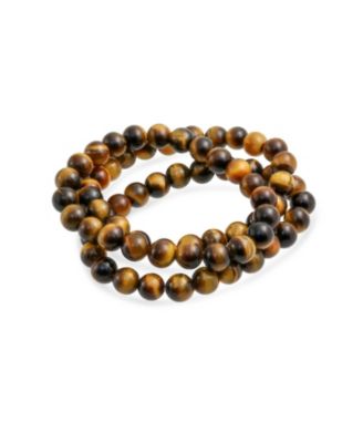 Stackable Set Of 3 Natural Stone Round Bead 8MM Multi Strand Stretch Bracelet