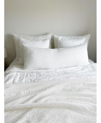 Body Pillow 20x54 Down Alternative White Cotton Waffle Weave
