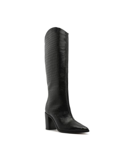Женские ботинки Schutz Maryana Knee High Block Heel, цвет: Чёрный кожаный