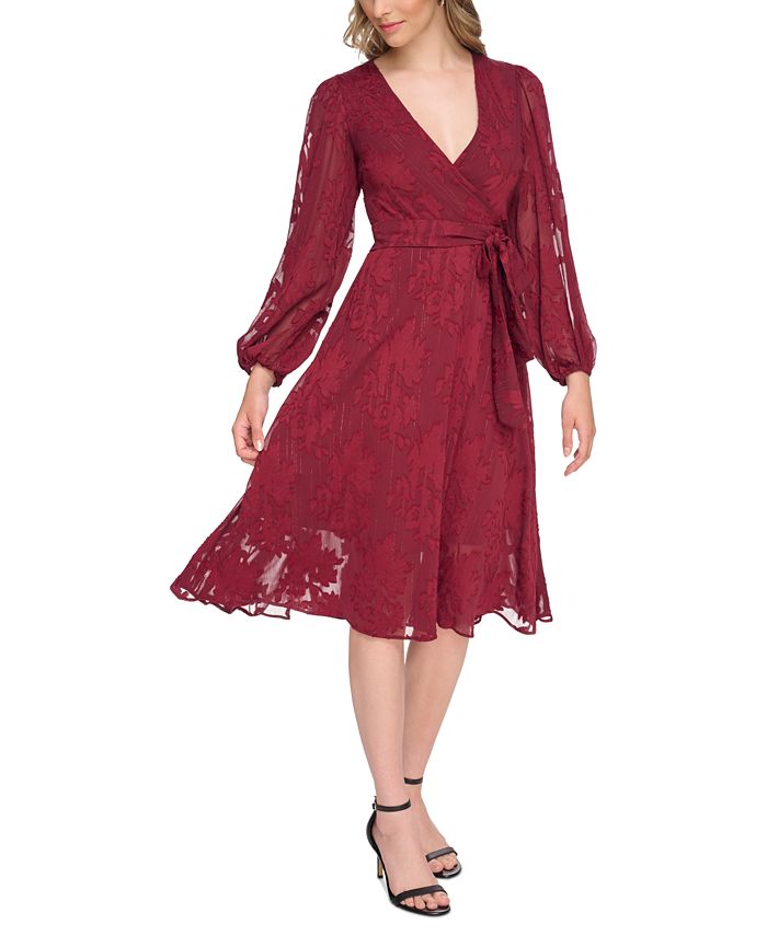 kensie Women's VNeck Chiffon Fit & Flare Dress Macy's