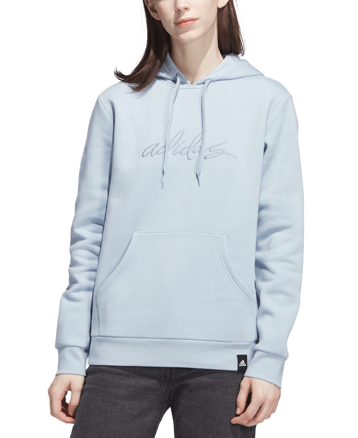 Adidas Originals Women's Script Logo Pullover Fleece Hoodie Sweatshirt In Wonder Blue