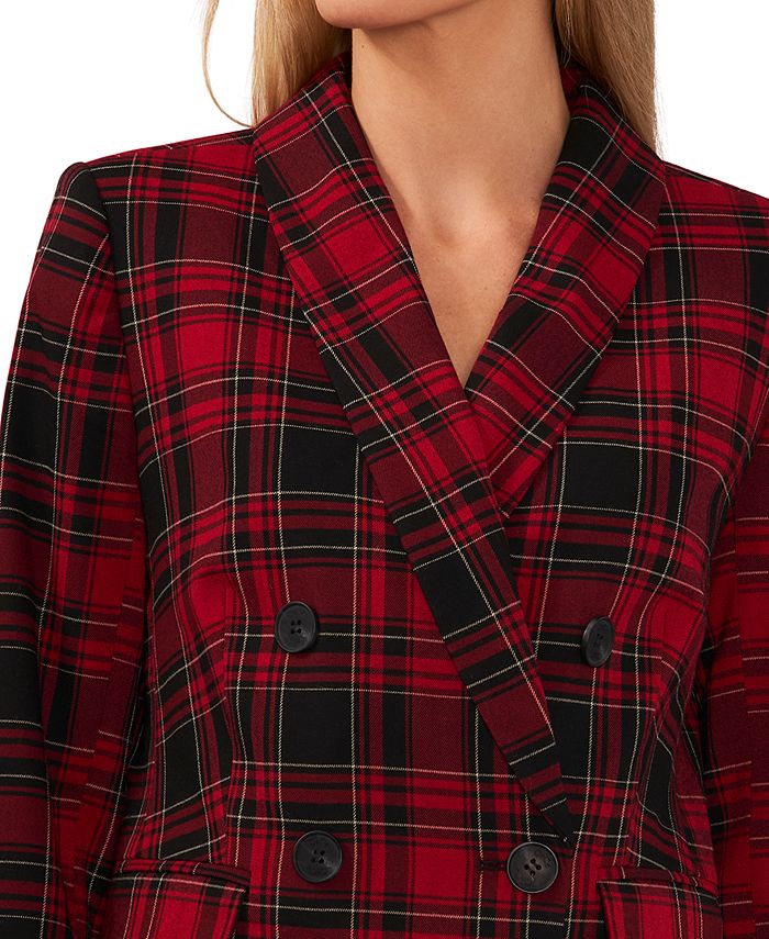 CeCe Women's Plaid DoubleBreasted Blazer Macy's