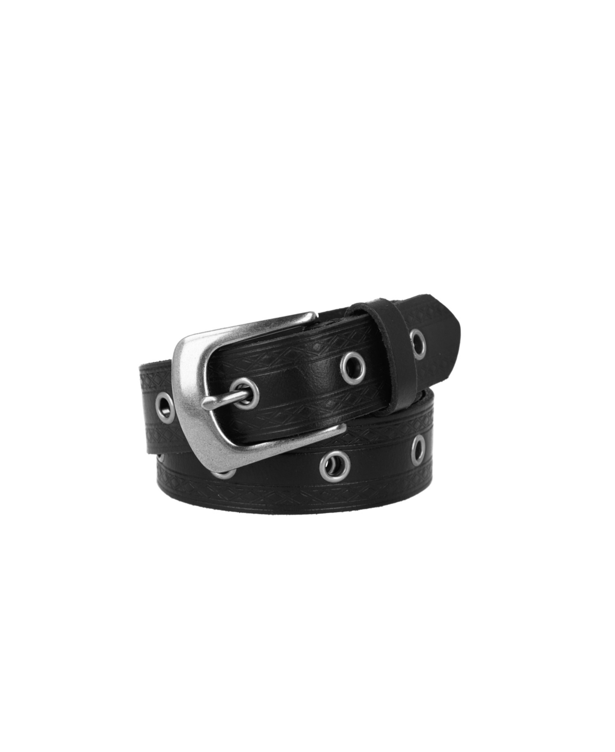 Frye Women's 30mm Embossed Edge Eyelet Leather Belt In Black
