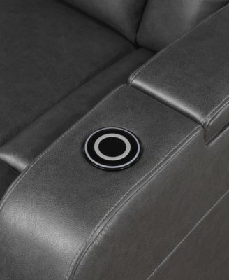 White Label Bryce 36" Power Reclining Chair with Wireless Charger, Cooling Cup-Holder, Storage Arms, Speakers, Led Light and USB Port