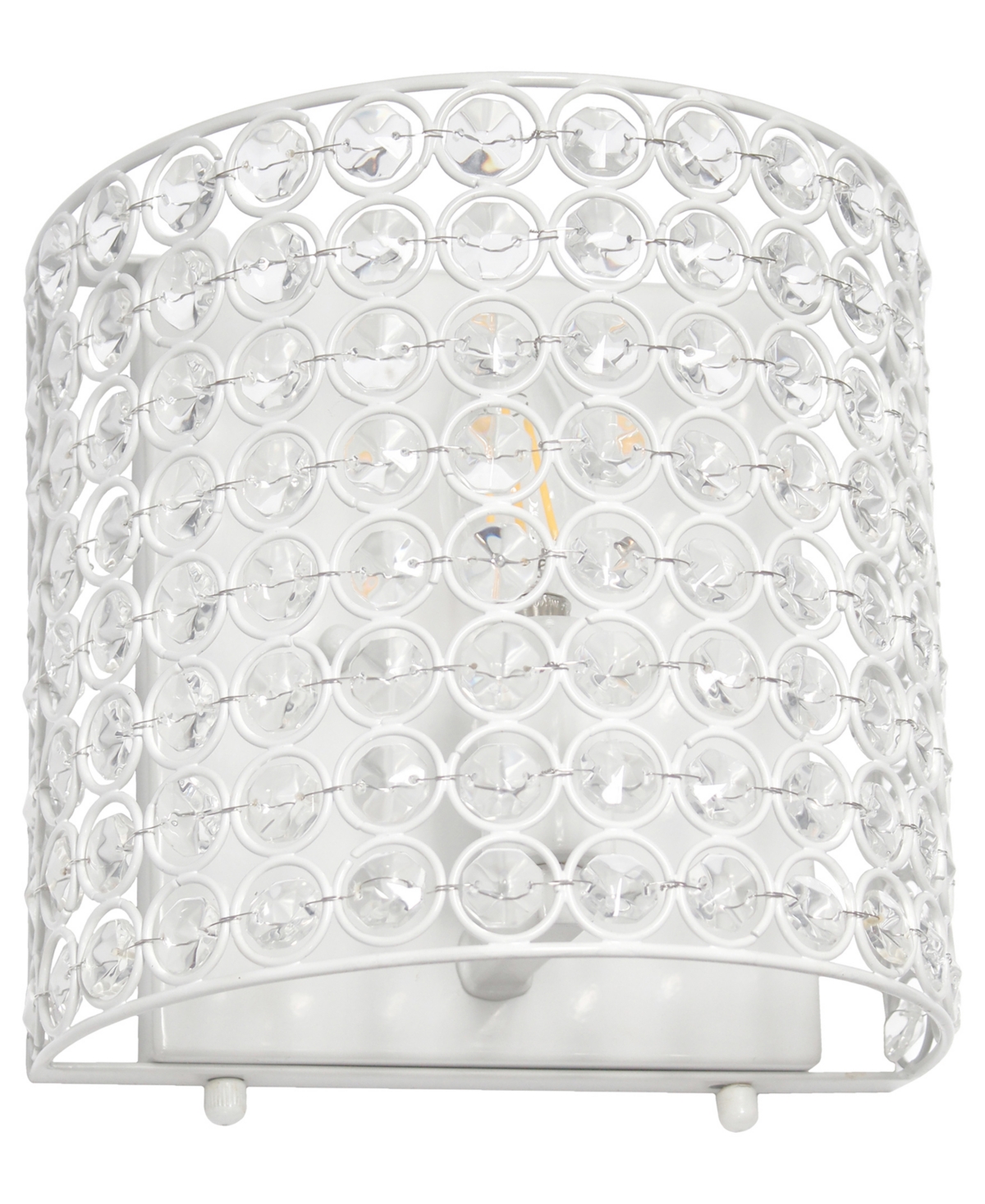 All The Rages 8" Modern Contemporary 1-light Bathroom Vanity Crystal And Metal Wall Sconce Lighting Fixture In White