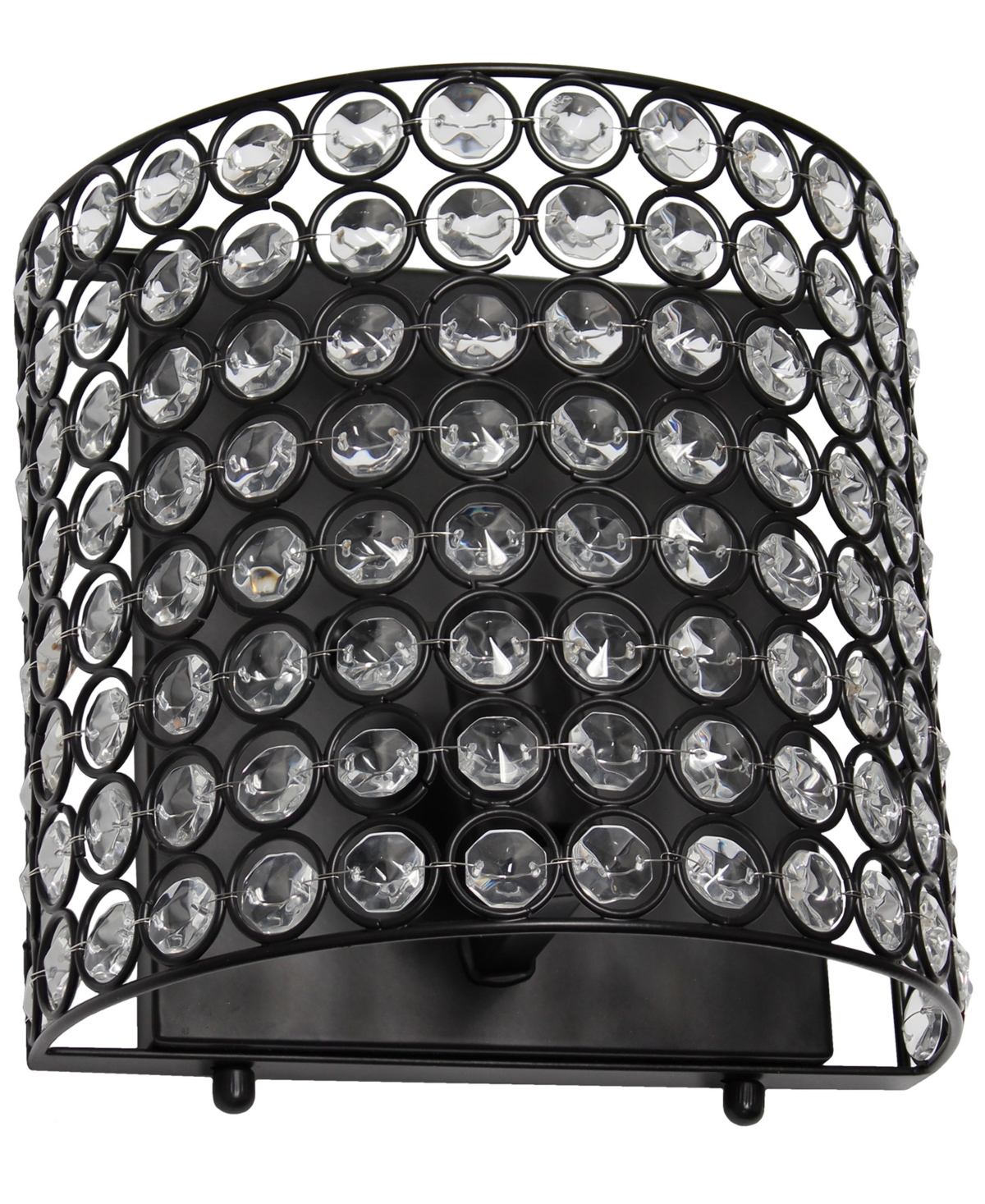 All The Rages 8" Modern Contemporary 1-light Bathroom Vanity Crystal And Metal Wall Sconce Lighting Fixture In Black