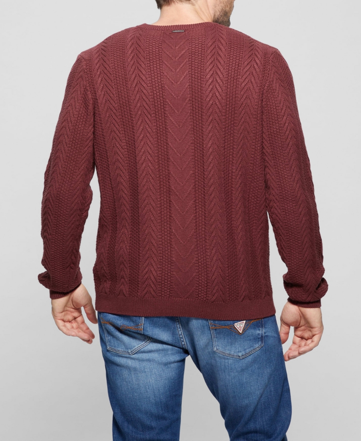 Guess Men's Cable Ethan Long Sleeve Sweater