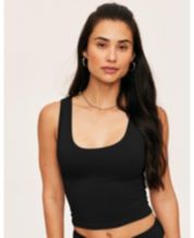 Mixed Threads Los Angeles Women's Black Cropped Mesh Velvet Tank Top Size  XL NEW