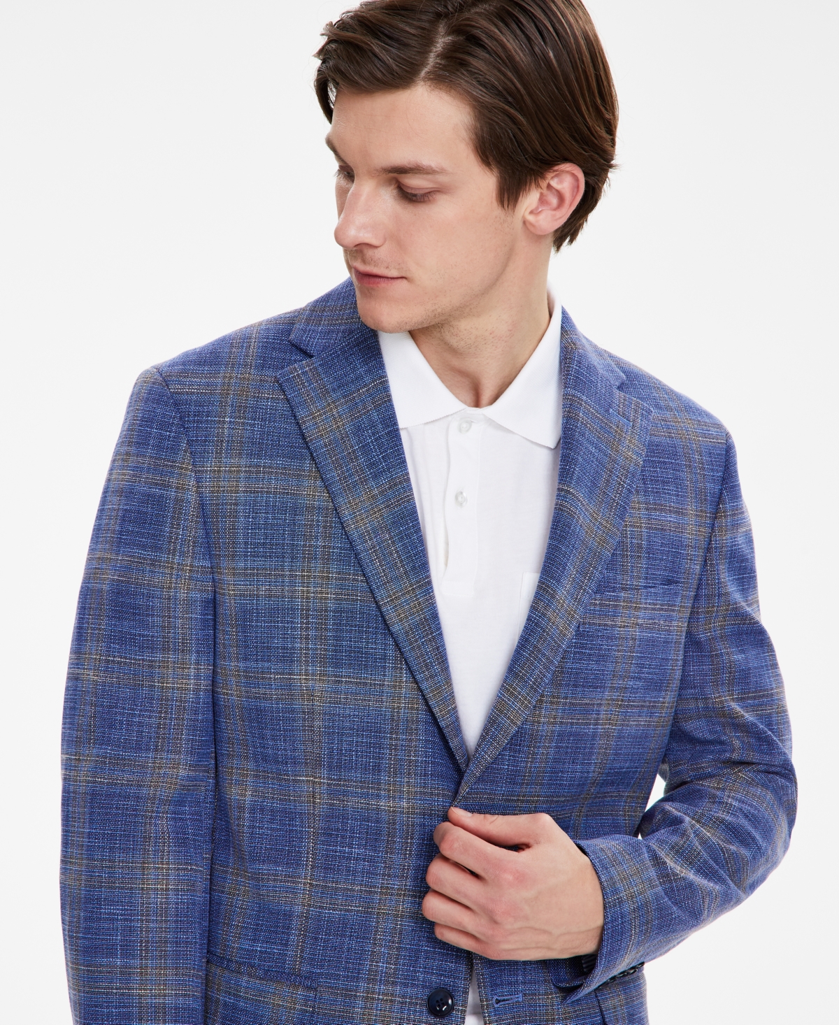 Shop Tommy Hilfiger Men's Modern-fit Check Sport Coat In Blue,brown