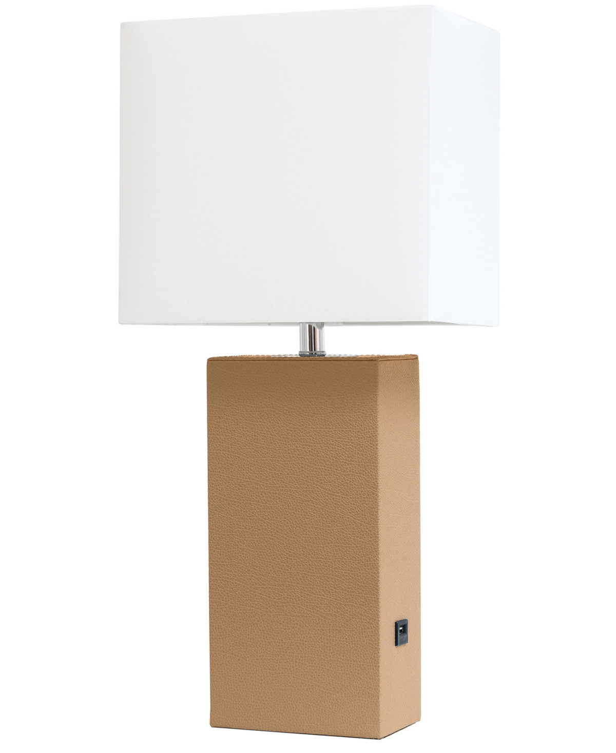 All The Rages Lalia Home Lexington 21" Leather Base Modern Home Decor Bedside Table Lamp With Usb Charging Port In Beige