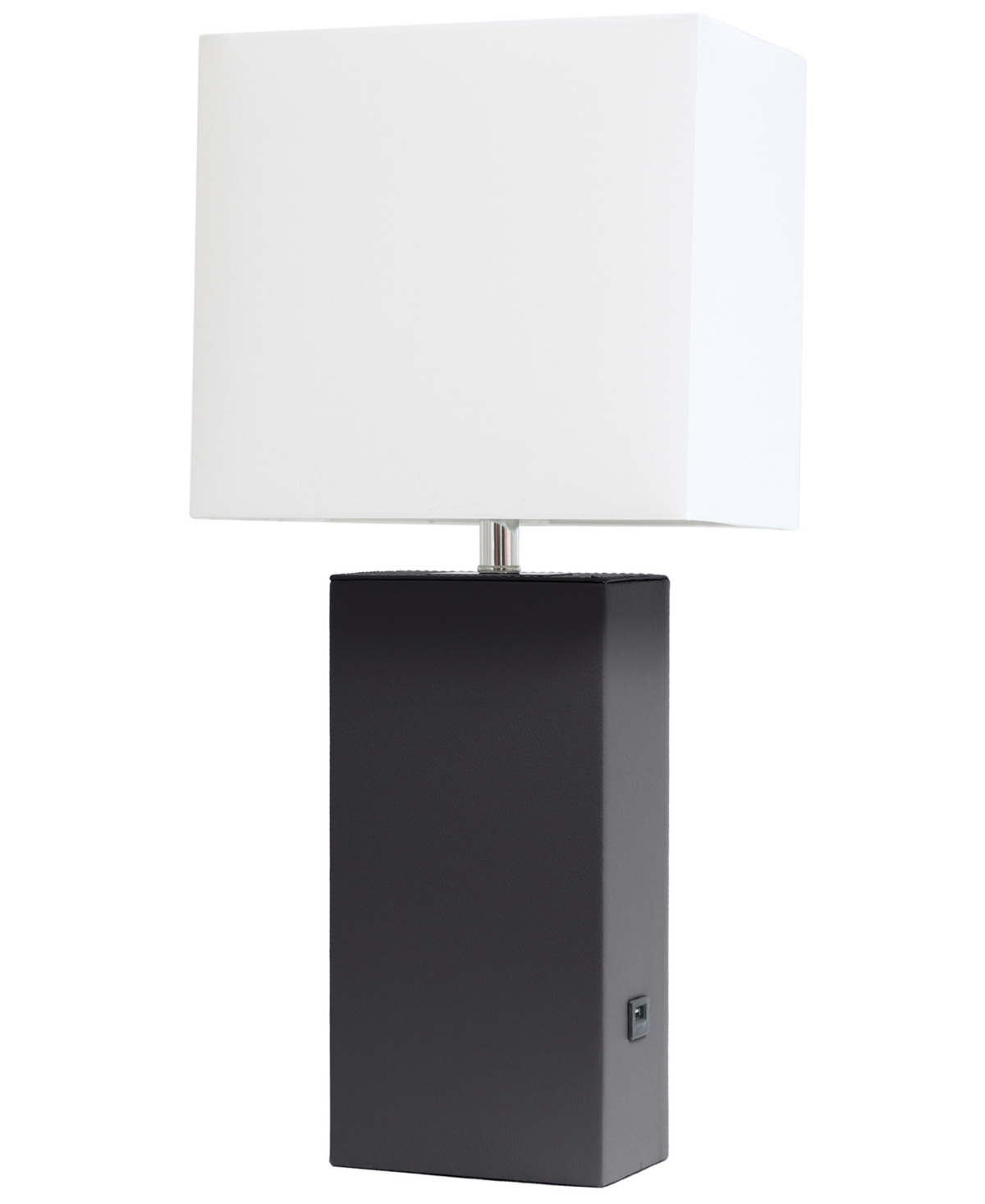 All The Rages Lalia Home Lexington 21" Leather Base Modern Home Decor Bedside Table Lamp With Usb Charging Port In Black