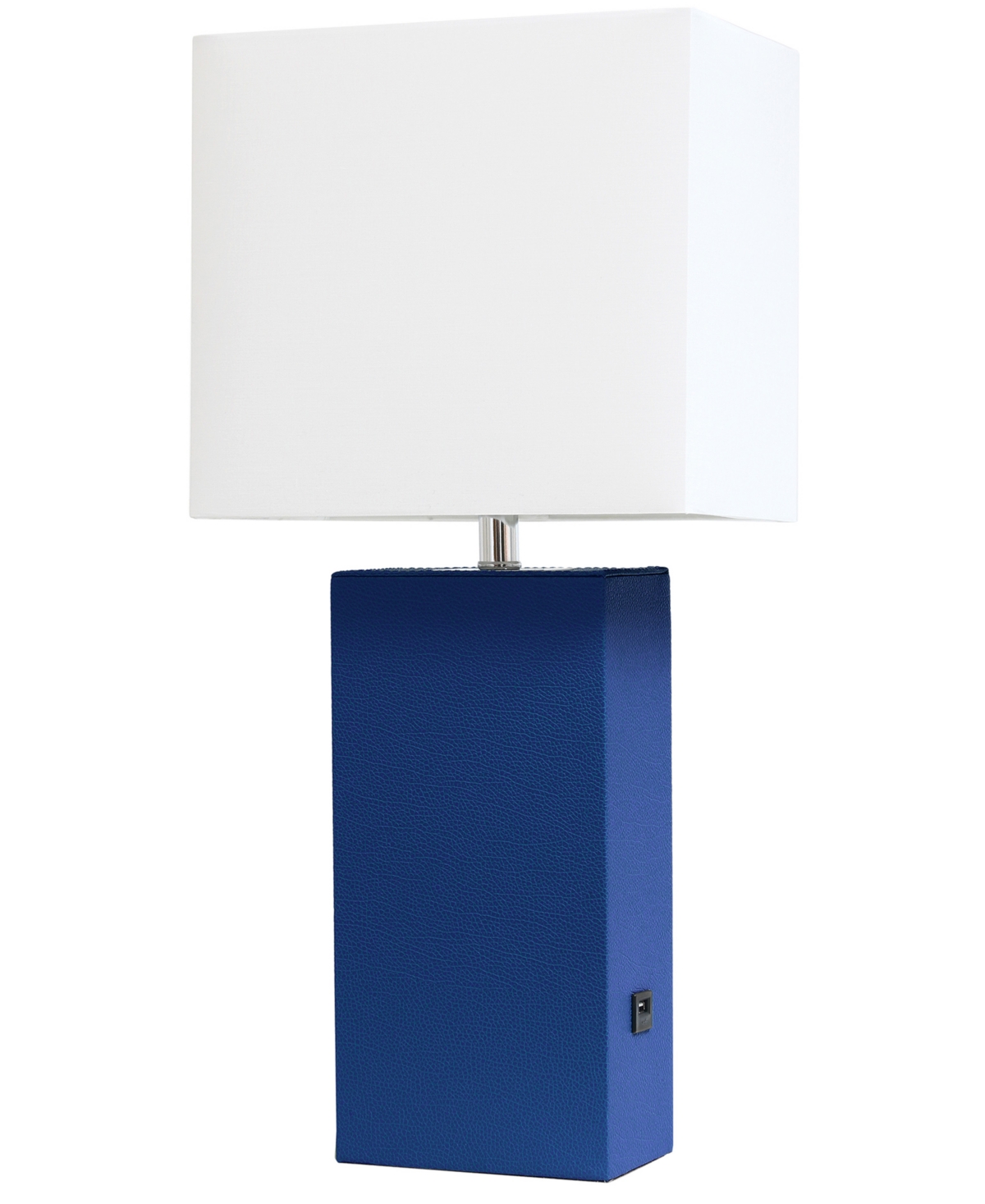 All The Rages Lalia Home Lexington 21" Leather Base Modern Home Decor Bedside Table Lamp With Usb Charging Port In Blue