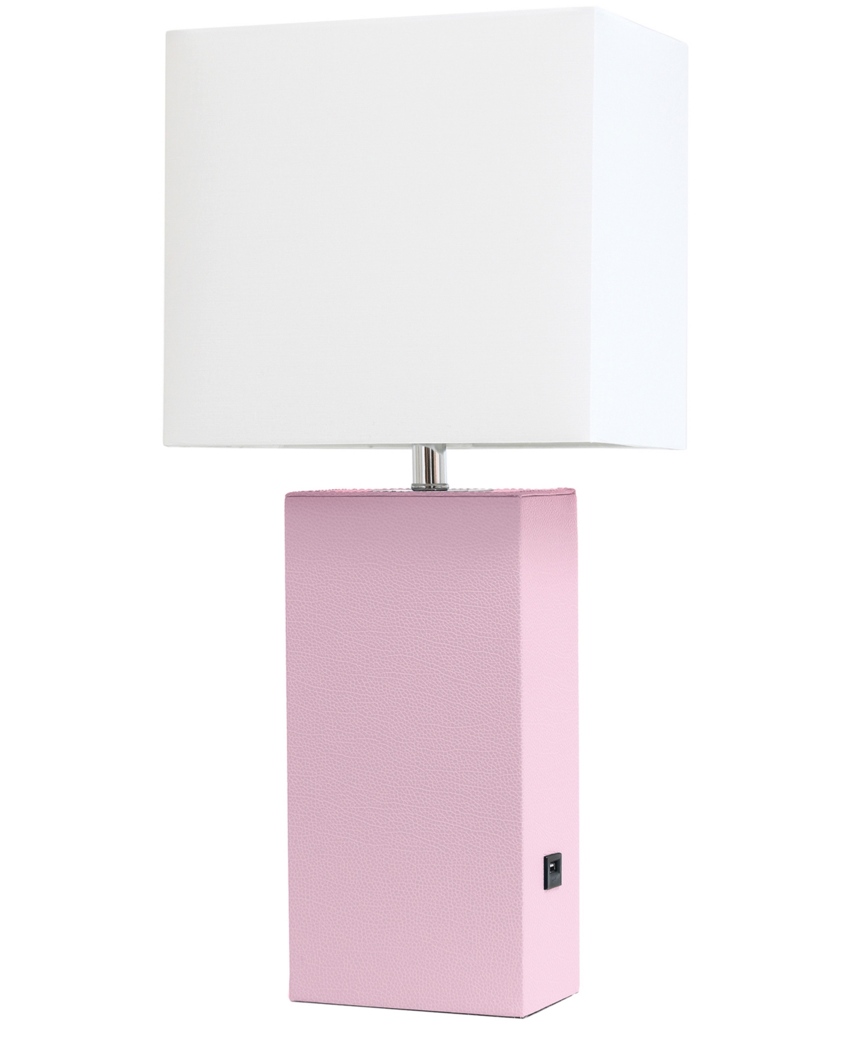 All The Rages Lalia Home Lexington 21" Faux Leather Base Table Lamp With Usb In Pink