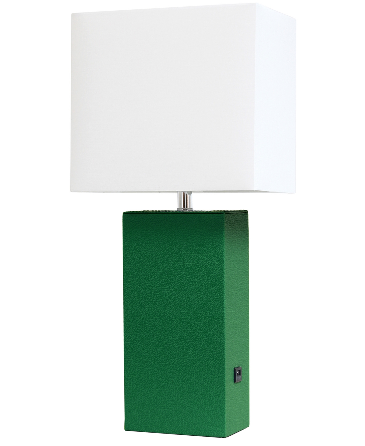 All The Rages Lalia Home Lexington 21" Faux Leather Base Table Lamp With Usb In Green