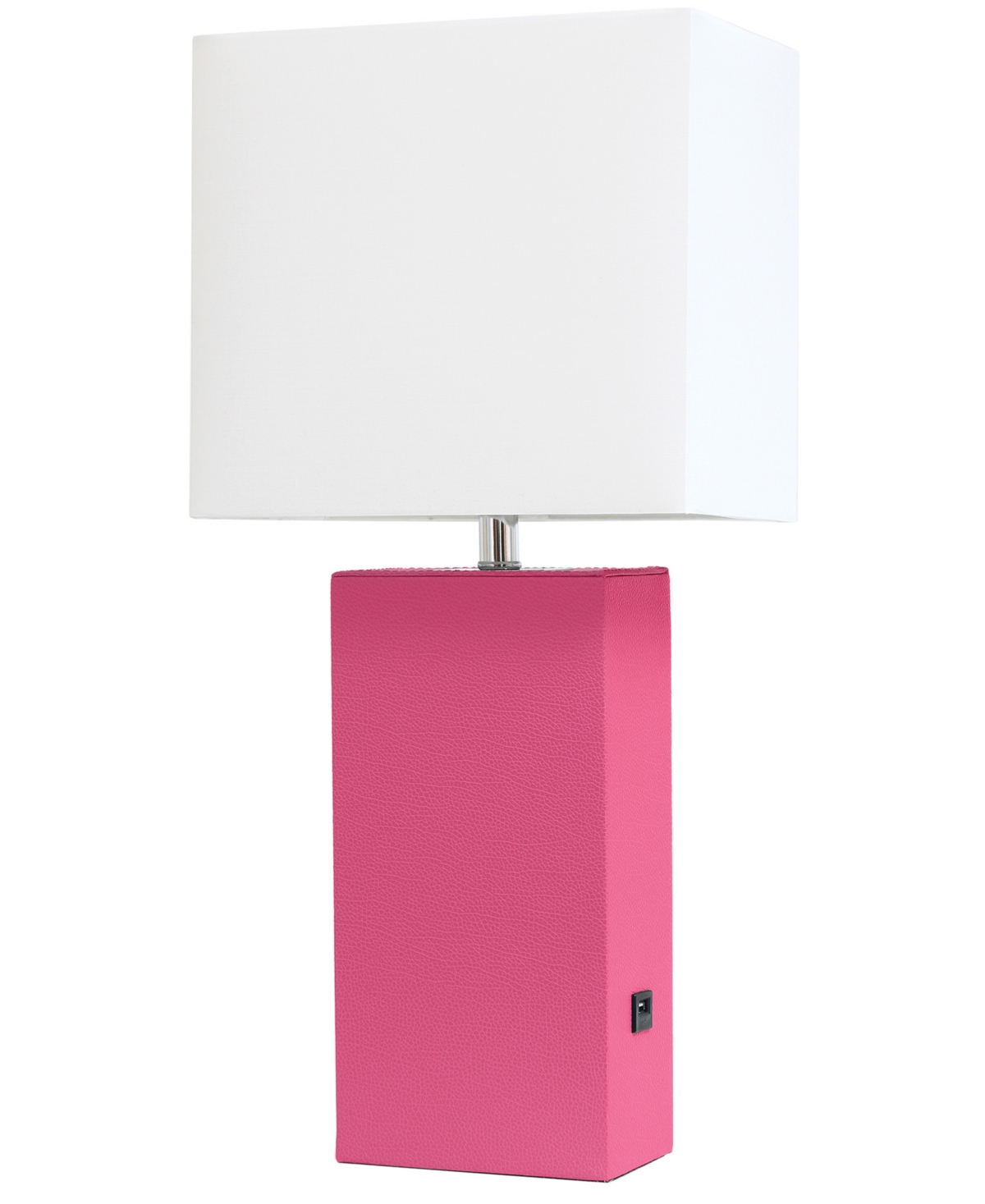 All The Rages Lalia Home Lexington 21" Leather Base Modern Home Decor Bedside Table Lamp With Usb Charging Port In Hot Pink