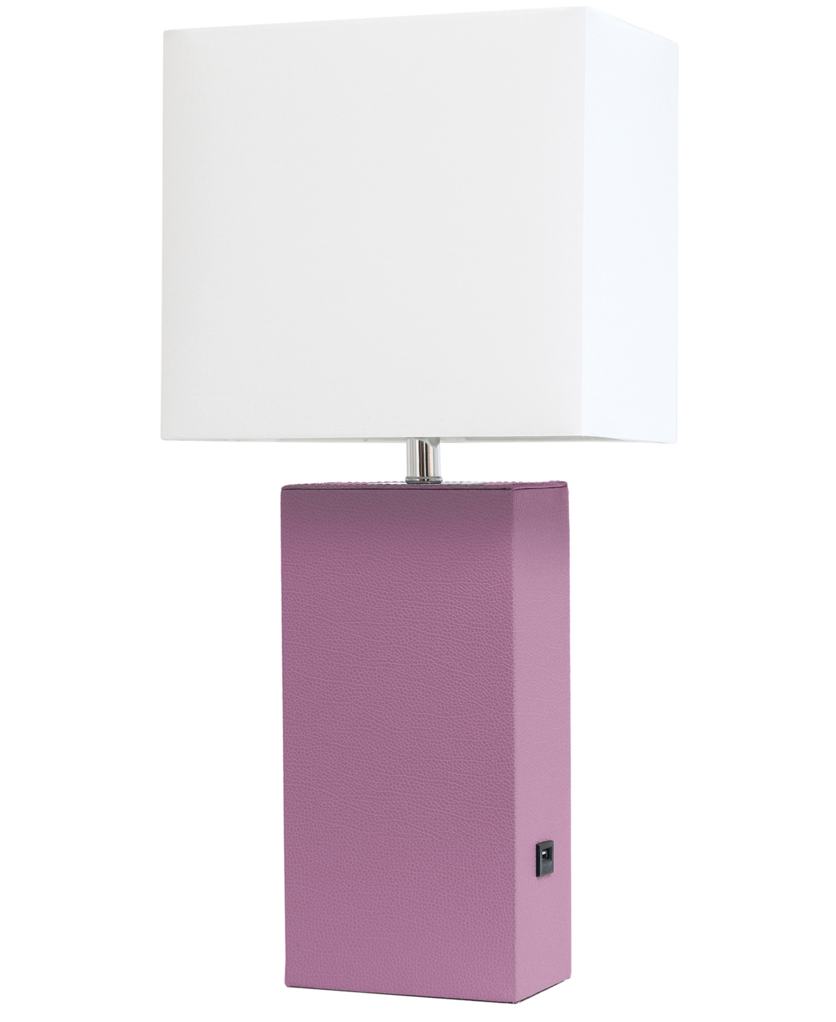 All The Rages Lalia Home Lexington 21" Leather Base Modern Home Decor Bedside Table Lamp With Usb Charging Port In Purple