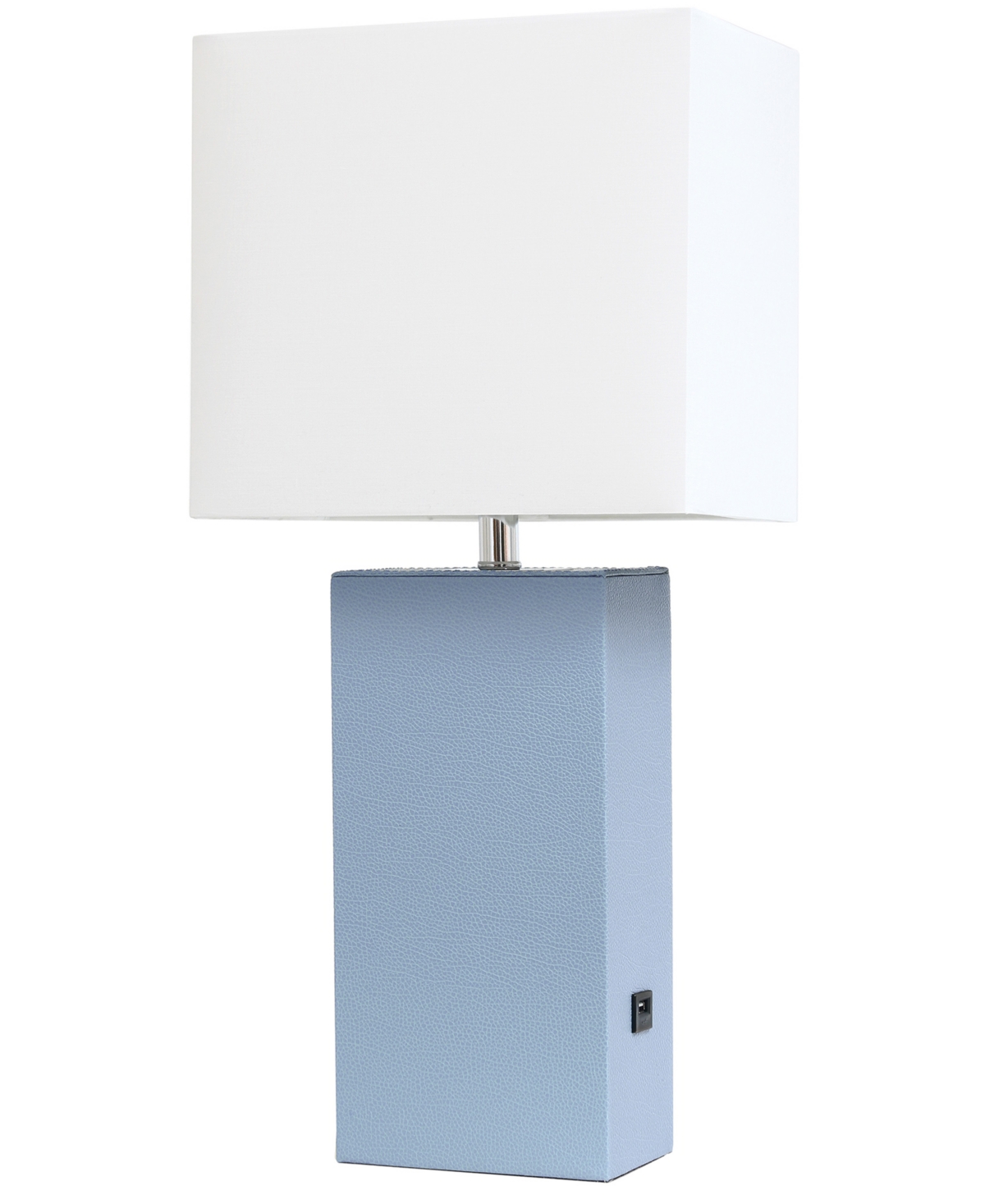 All The Rages Lalia Home Lexington 21" Faux Leather Base Table Lamp With Usb In Periwinkle