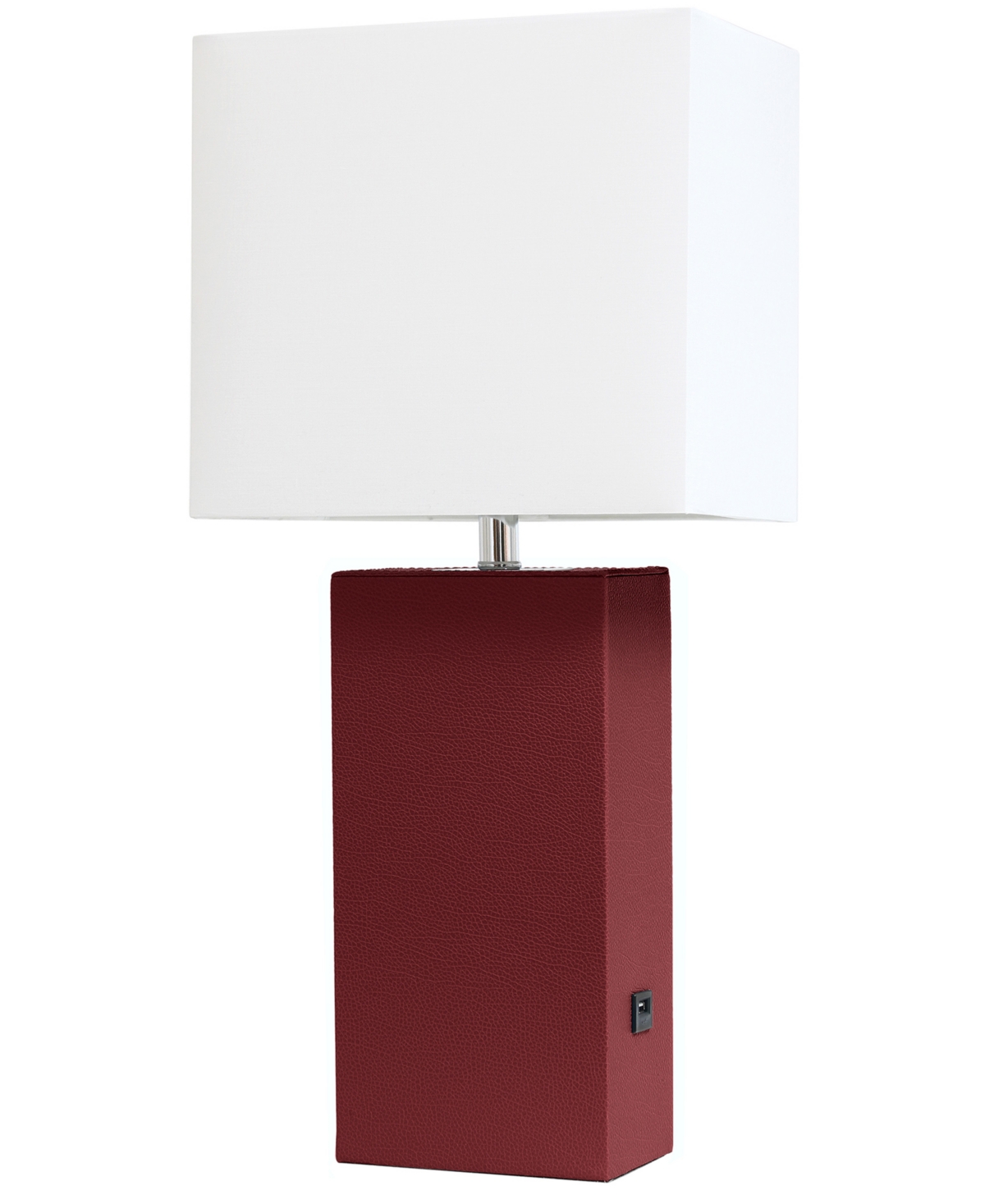 All The Rages Lalia Home Lexington 21" Faux Leather Base Table Lamp With Usb In Red