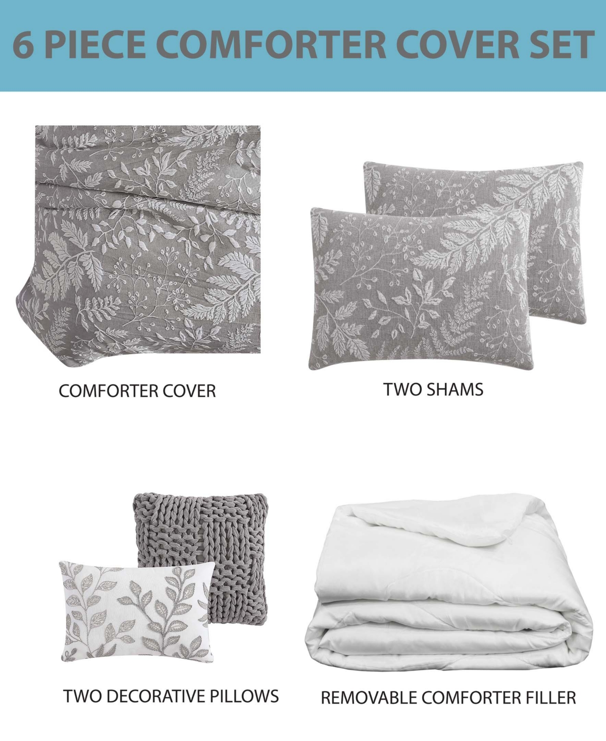 Riverbrook Home Inverness 6-Pc. Comforter with Removable Cover Set, - Ivory