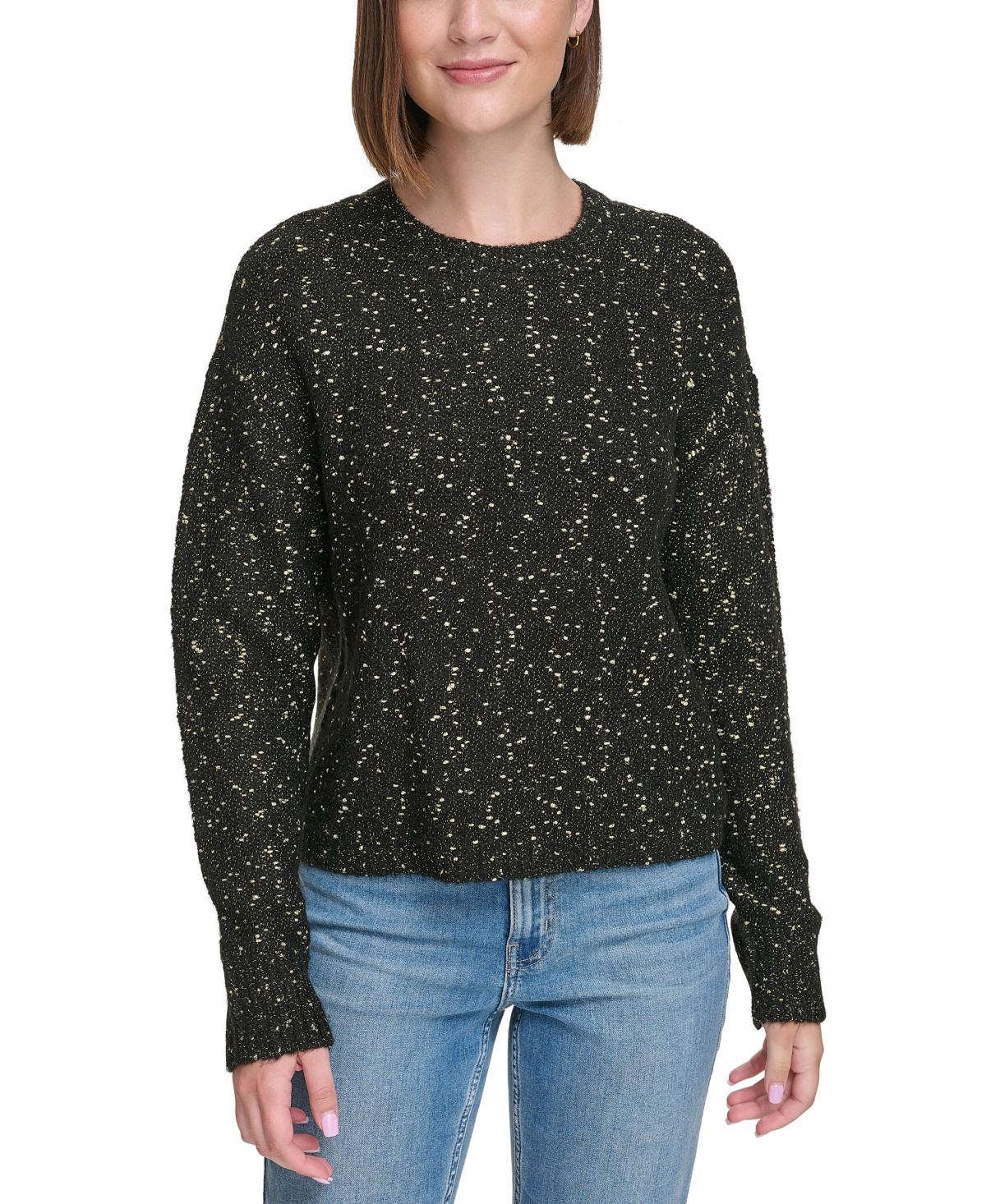 Women's Crewneck Long-Sleeve Lurex Sweater - Mascarpone / Gold