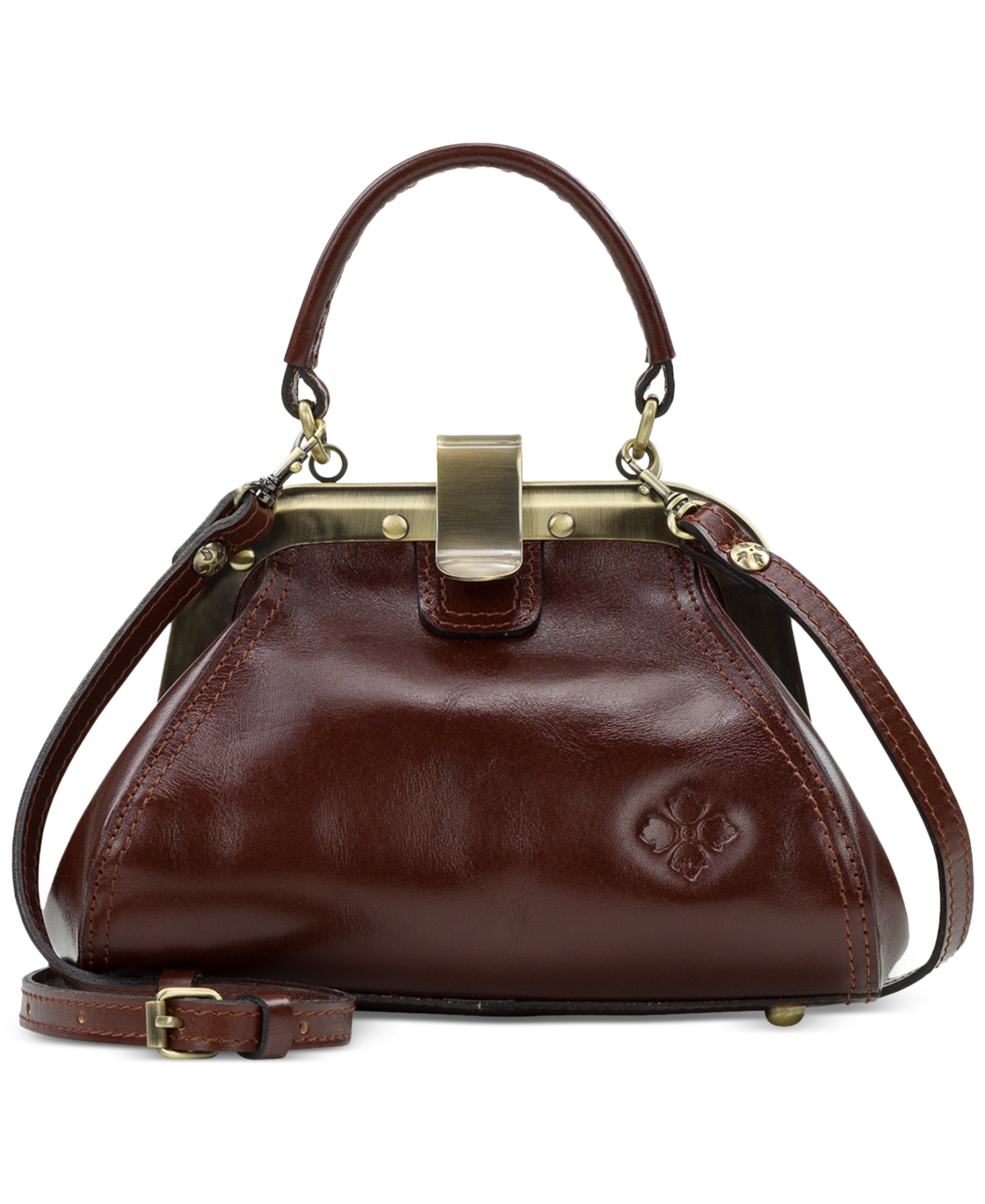Patricia Nash Conselice Small Leather Frame Satchel In British Tan