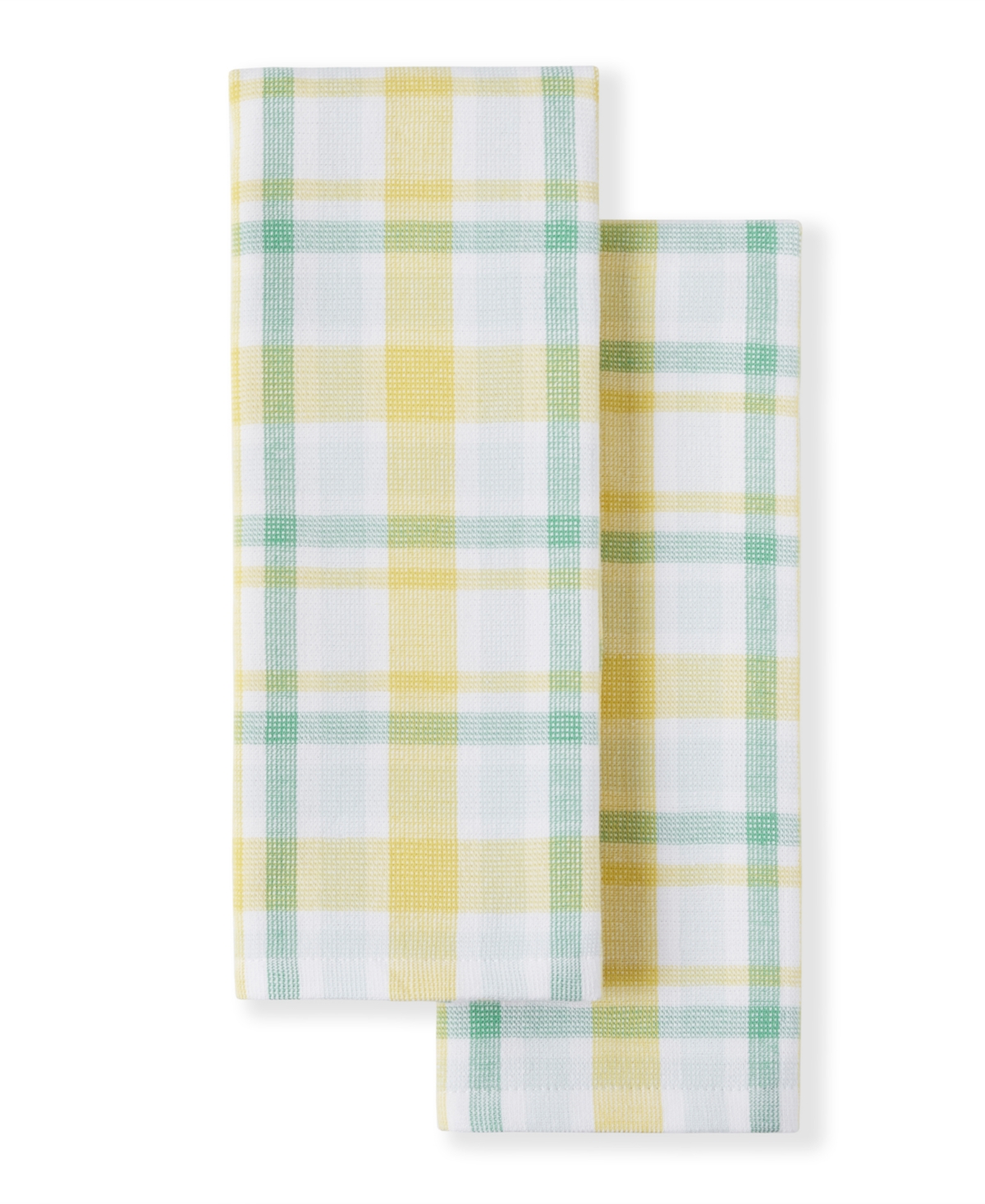 Valley Plaid Dual Purpose Kitchen Towel 2-Pack Set, 16" x 28" - Yellow