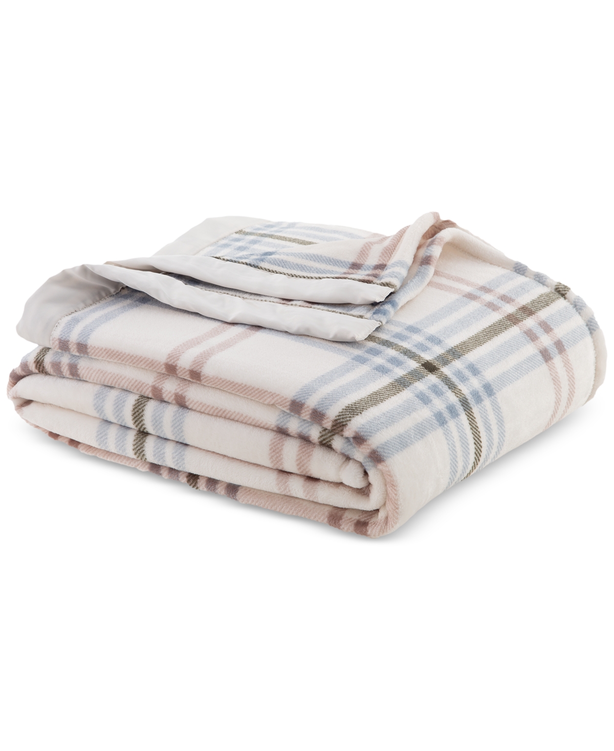 Berkshire Classic Velvety Plush Twin Blanket, Created For Macy's In Blue Plaid