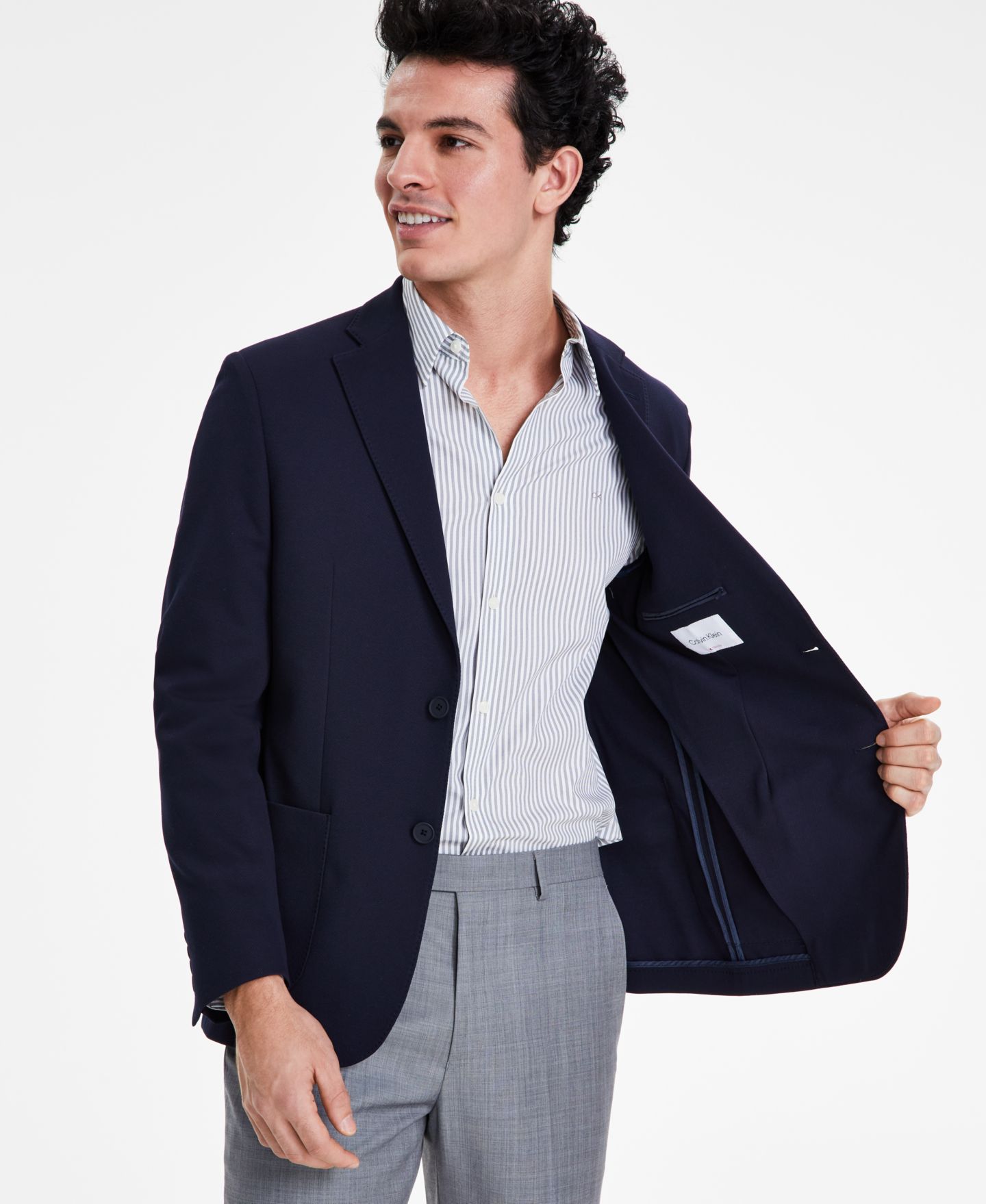 Мужской пиджак Calvin Klein Slim-Fit Knit Blazer, цвет: Тёмно-синий — фото 4