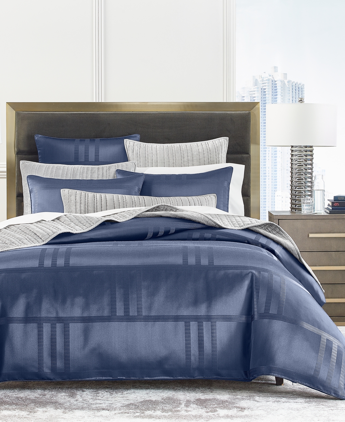 Hotel Collection Structure 3-pc. Duvet Cover Set, Full/queen, Created For Macy's In Navy