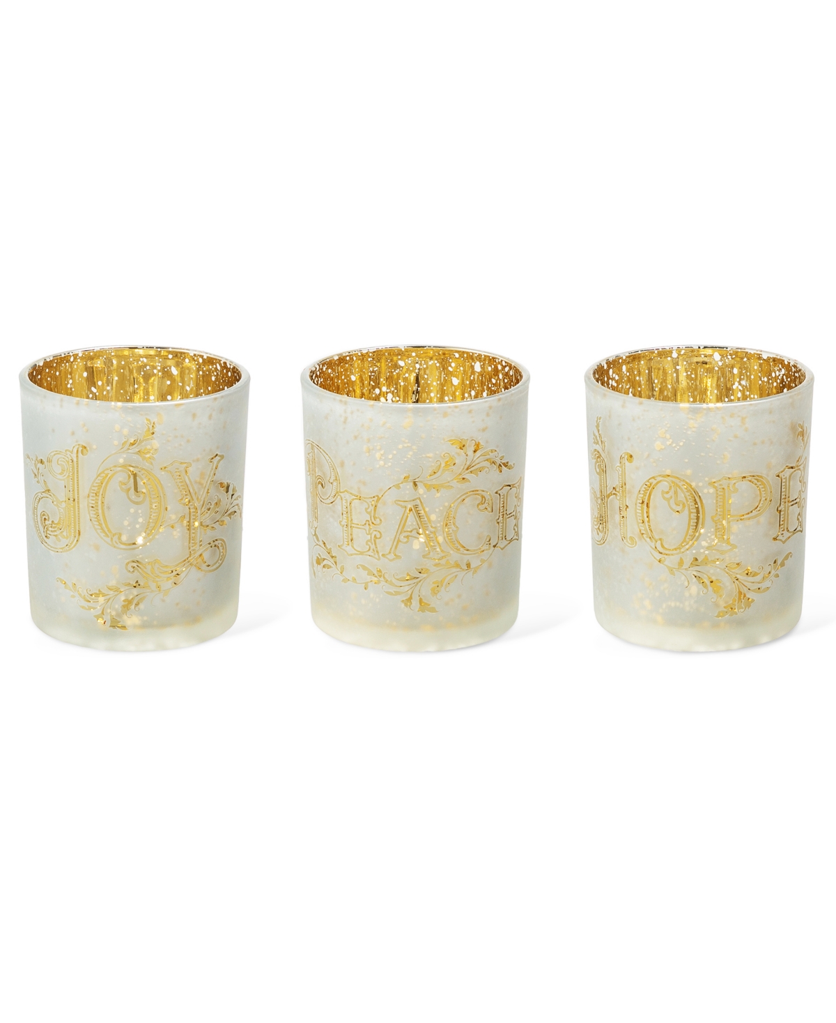 Glitzhome Set Of 3 Nativity Glass Votive Or Pillar Candle Holders In Multi