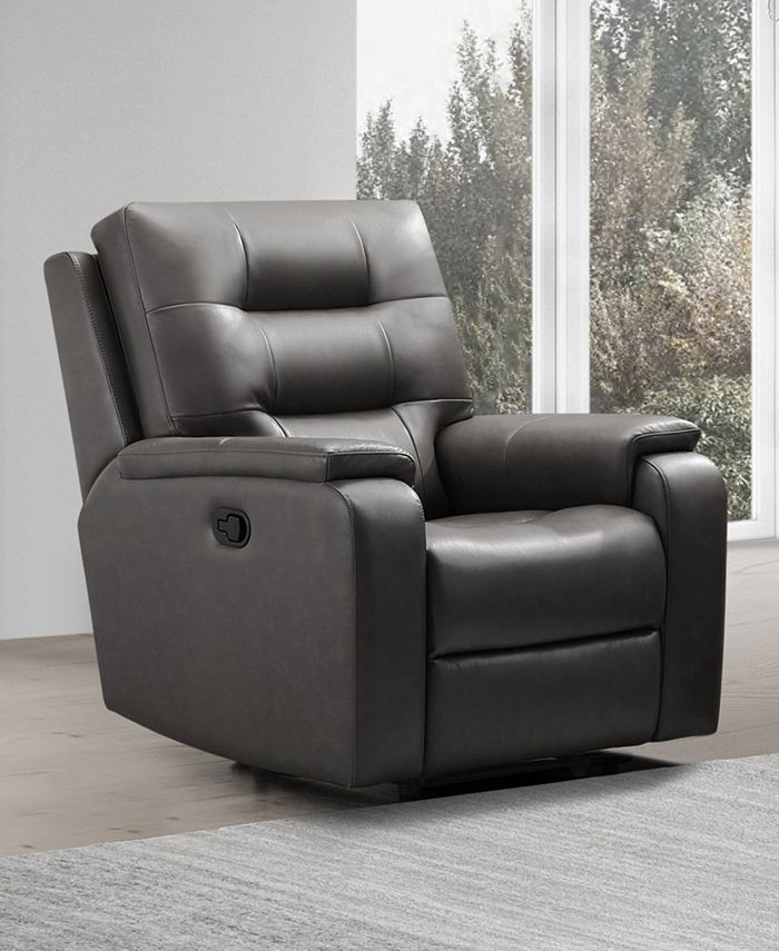 Abbyson Living Waylen 36.3" TopGrain Leather Manual Recliner Macy's
