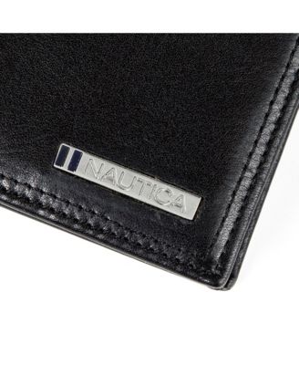 Men's Enameled Logo Leather Bifold Wallet