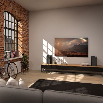 THE-SEVENS-BLACK 200W Powered Speaker Pair with 6.5" Woofer (2023)