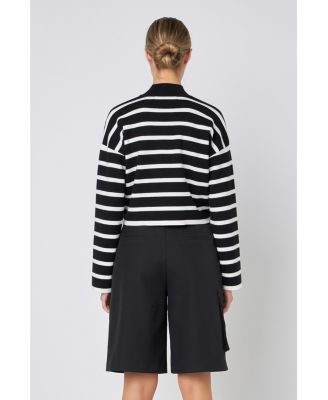 Women's Striped Cropped Sweater