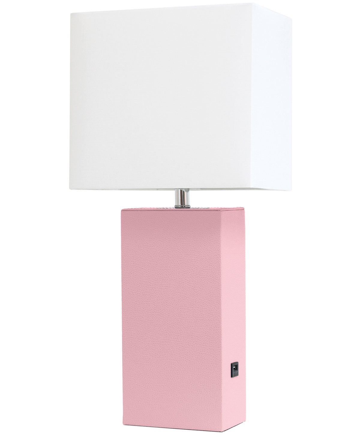 Shop All The Rages Lalia Home Lexington 21" Leather Base Modern Home Decor Bedside Table Lamp With Usb Charging Port In Pink