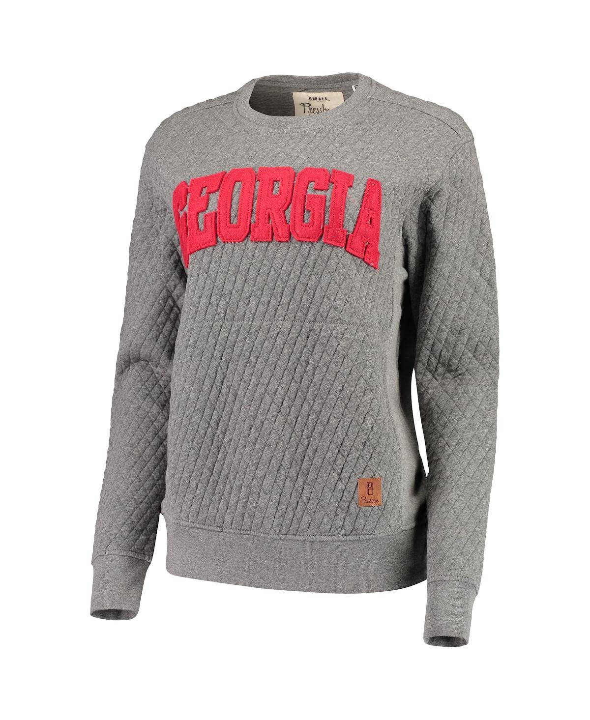 Shop Pressbox Women's  Heather Charcoal Georgia Bulldogs Moose Quilted Pullover Sweatshirt