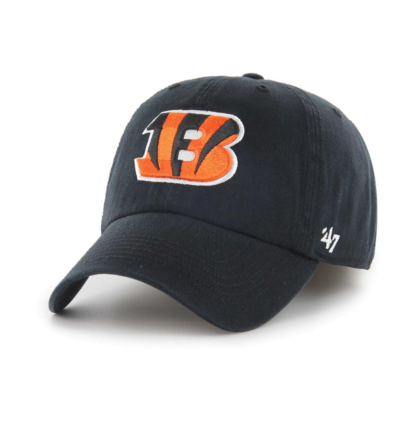 Мужская кепка '47 Brand Black Cincinnati Bengals Franchise Logo Fitted Hat — фото 1