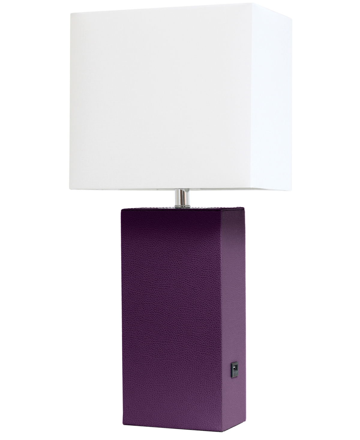 All The Rages Lalia Home Lexington 21" Faux Leather Base Table Lamp With Usb In Eggplant Purple