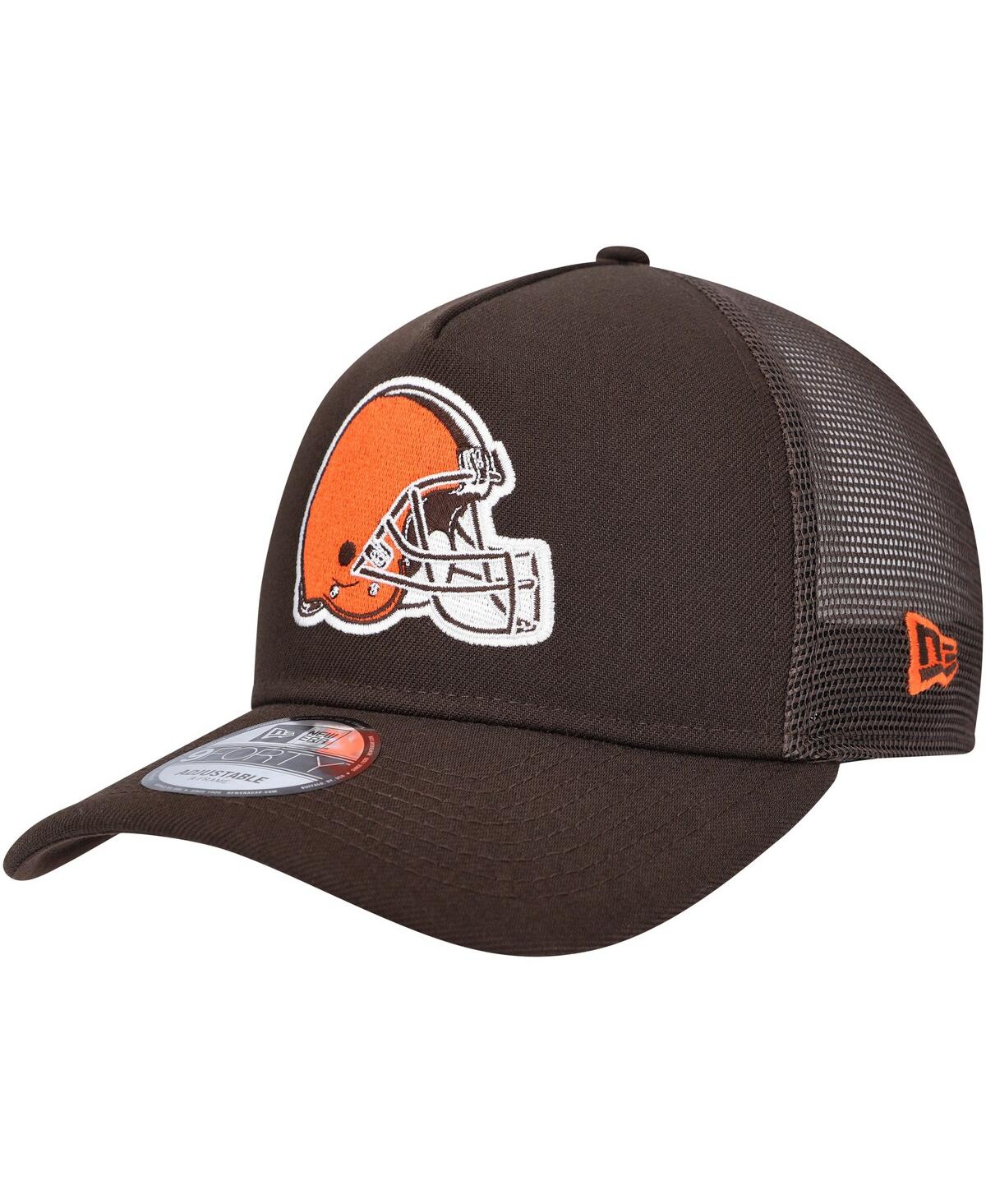 New Era Men's  Brown Cleveland Browns A-frame Trucker 9forty Adjustable Hat