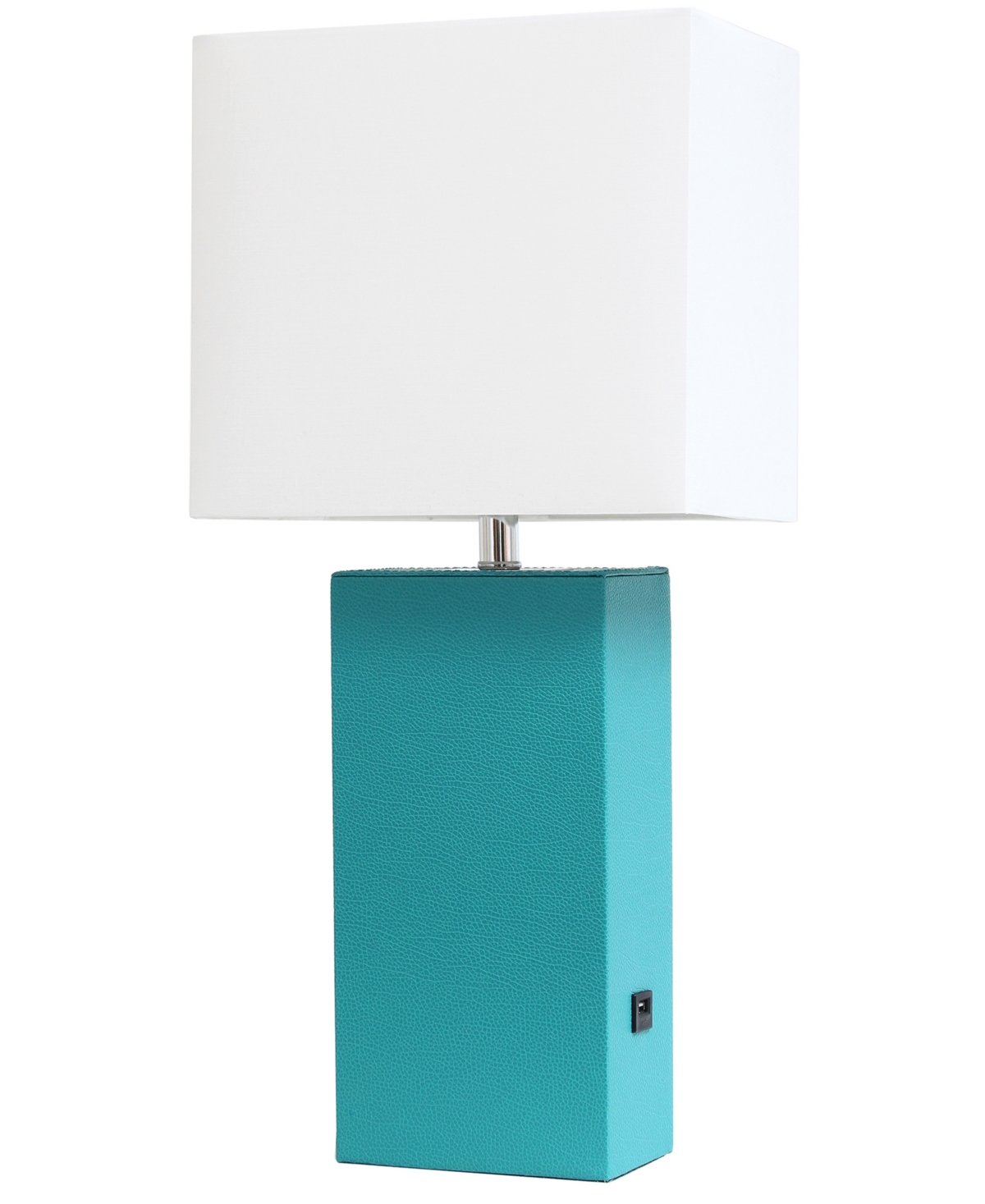 All The Rages Lalia Home Lexington 21" Leather Base Modern Home Decor Bedside Table Lamp With Usb Charging Port In Teal